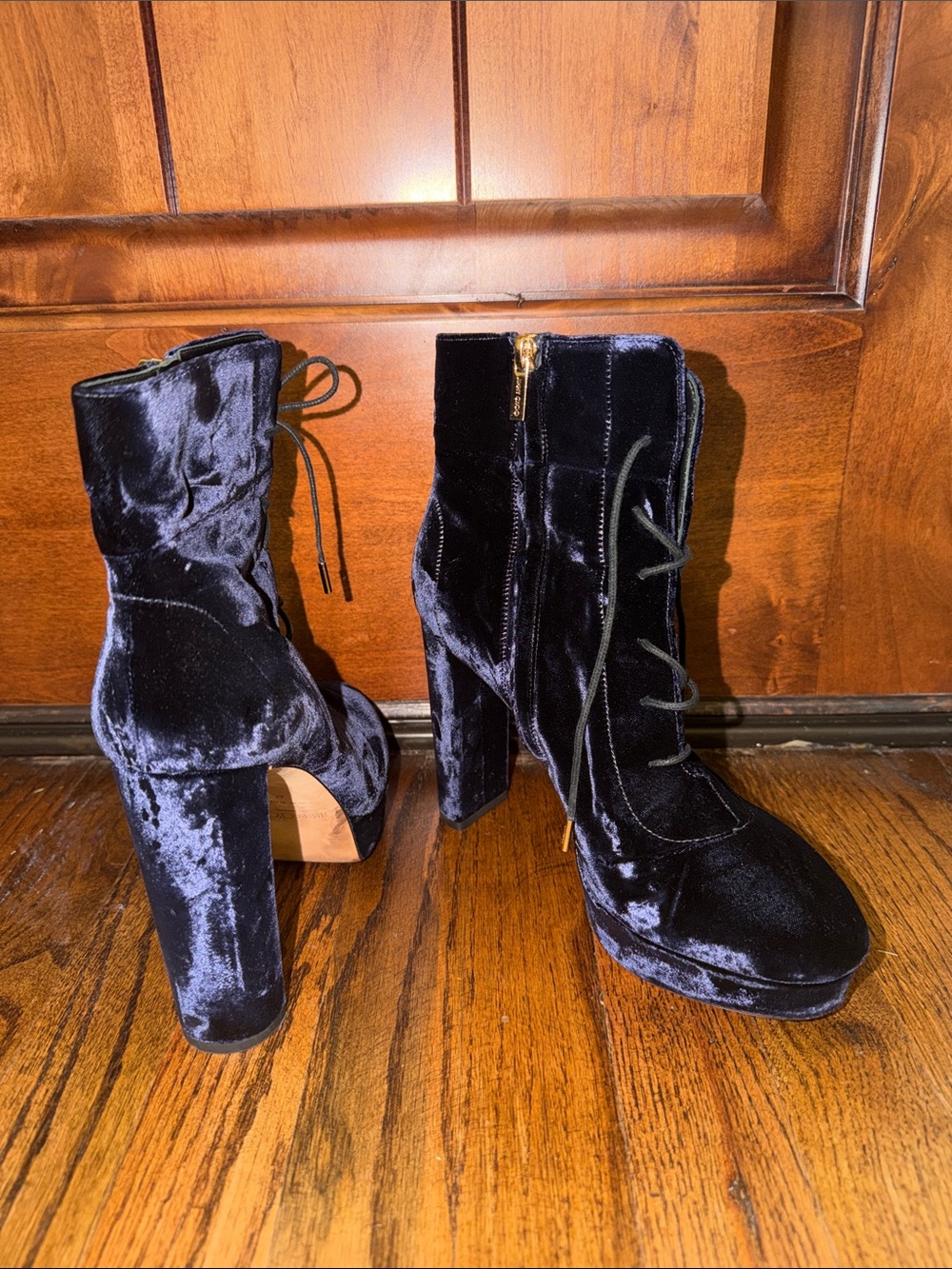 Jimmy Choo Velvet Lace-Up Platform Boots - Dark Purple
